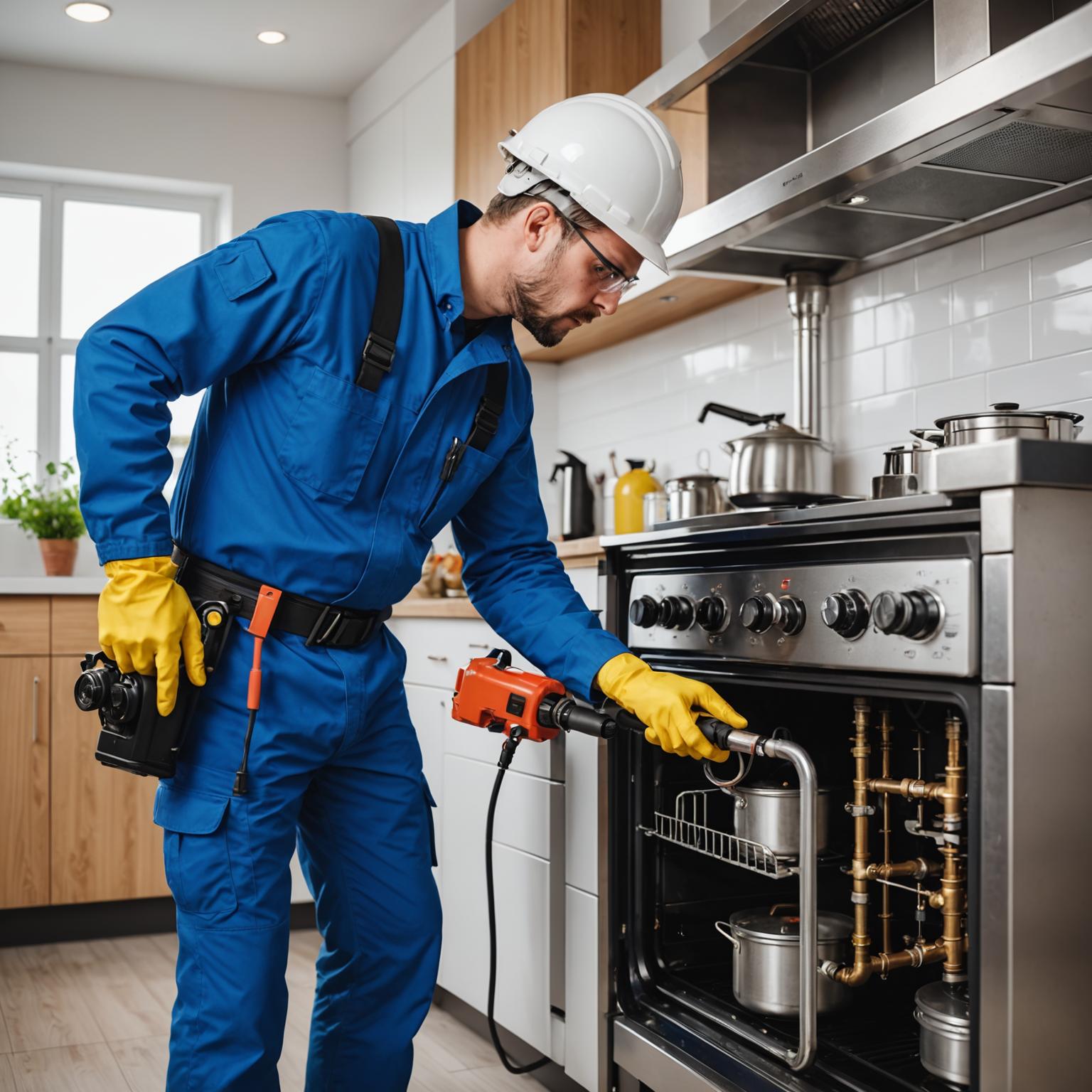 Pasukan juruteknik HubPro Gas sedang menjalankan pemeriksaan